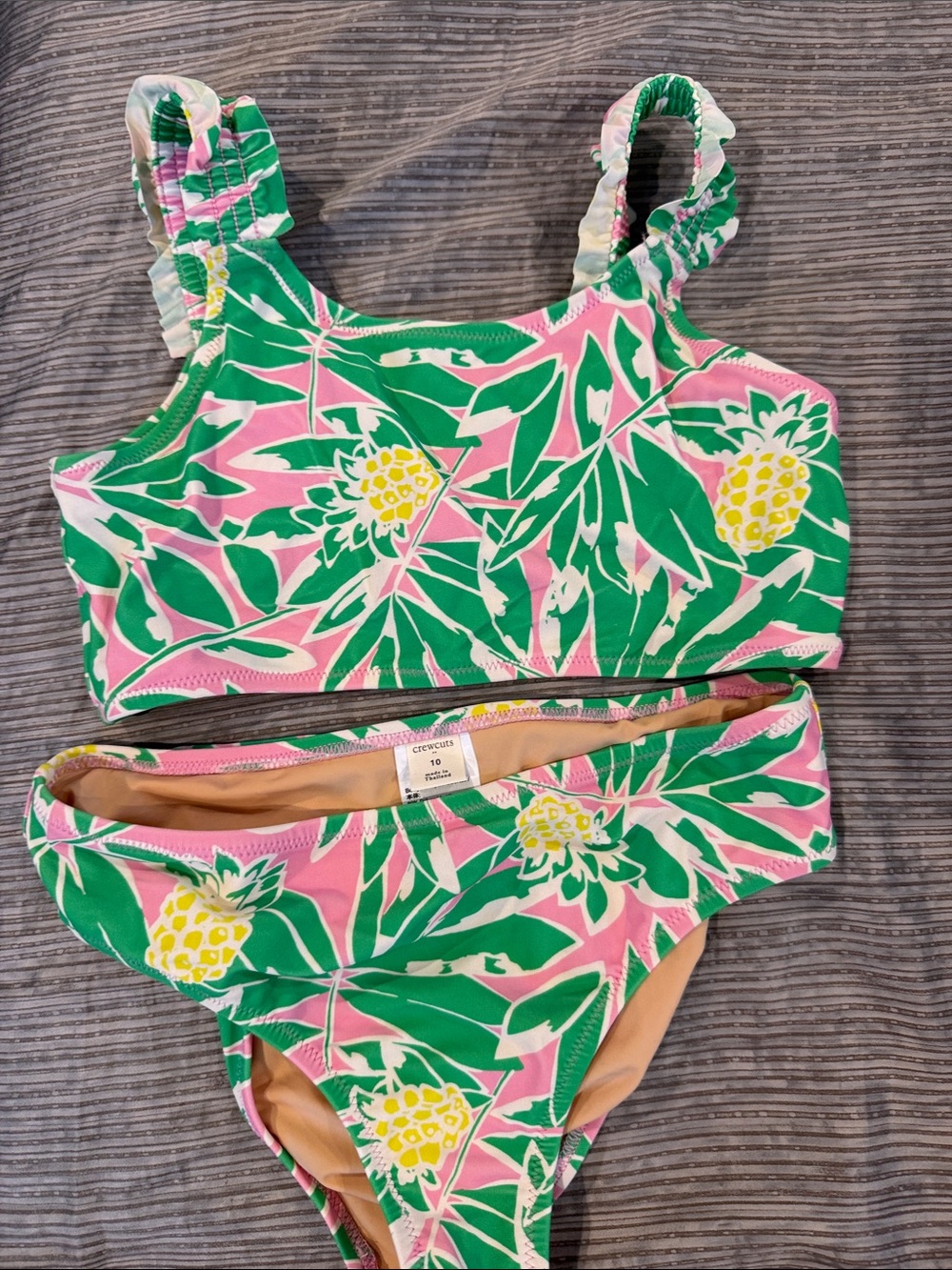 Kids JCrew Cuts  Pineapple Print Two-Piece Swimsuit - Green & Pink